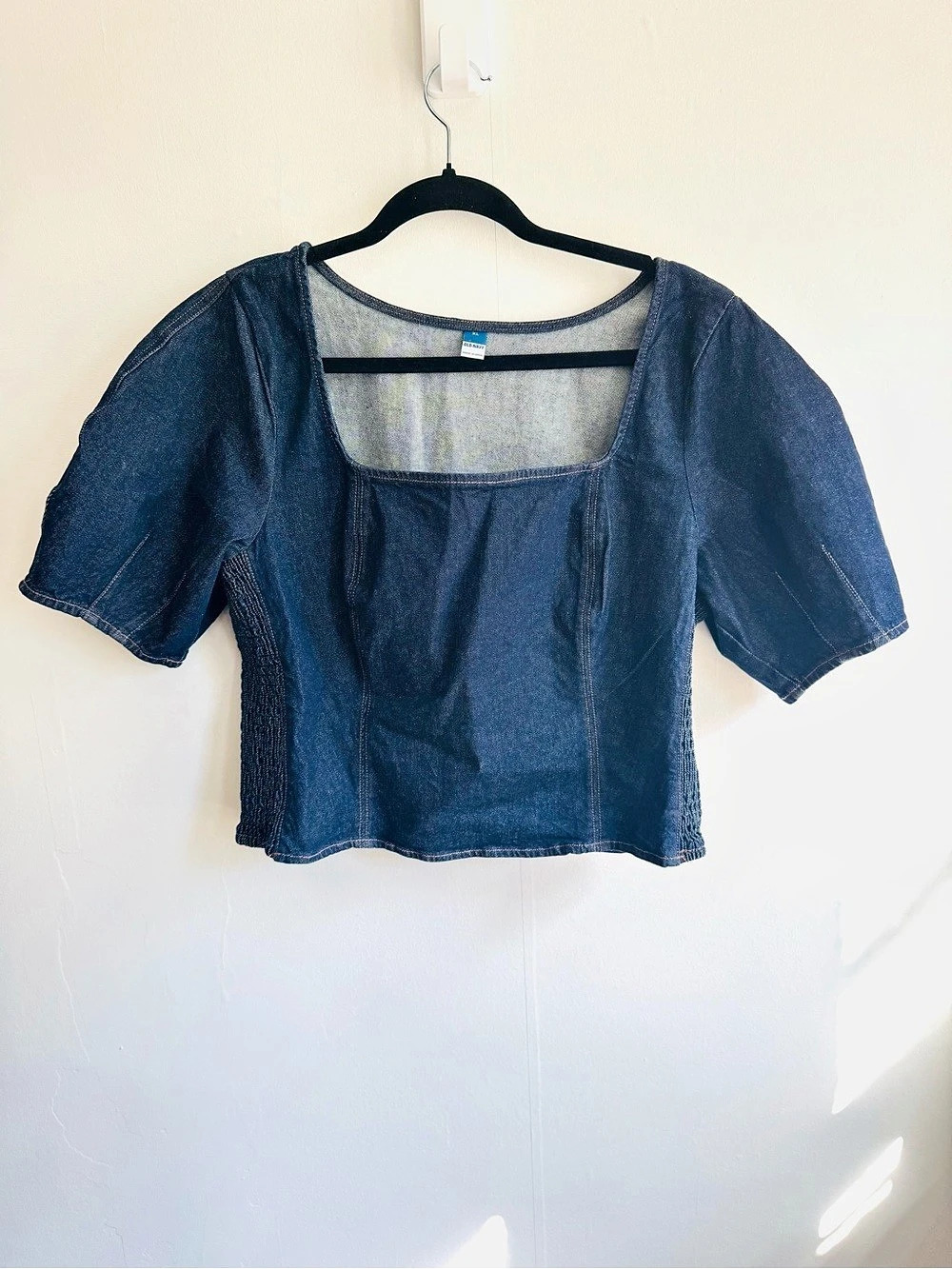 Old Navy Square-Neck Denim Cropped Top Blue XL